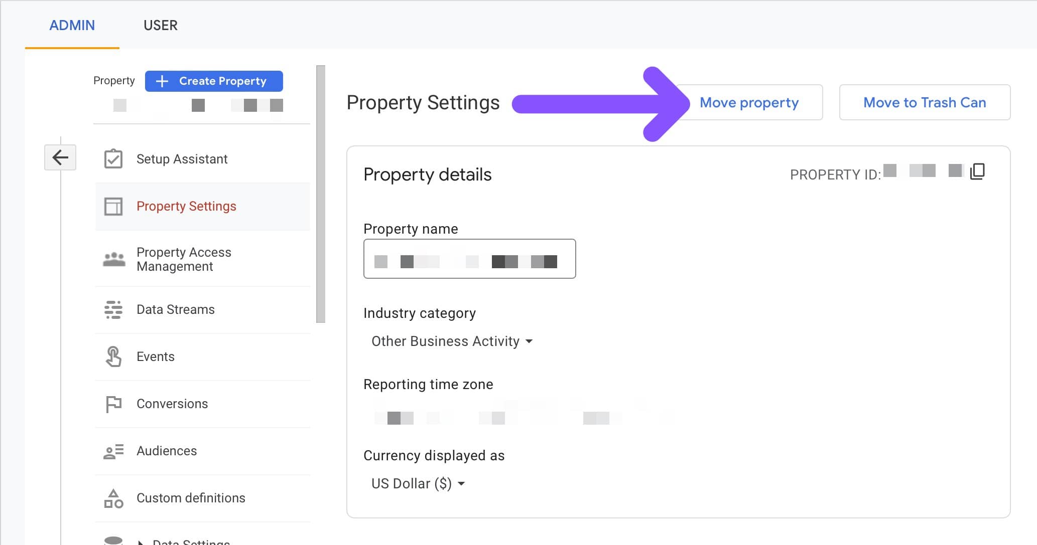 ga property settings