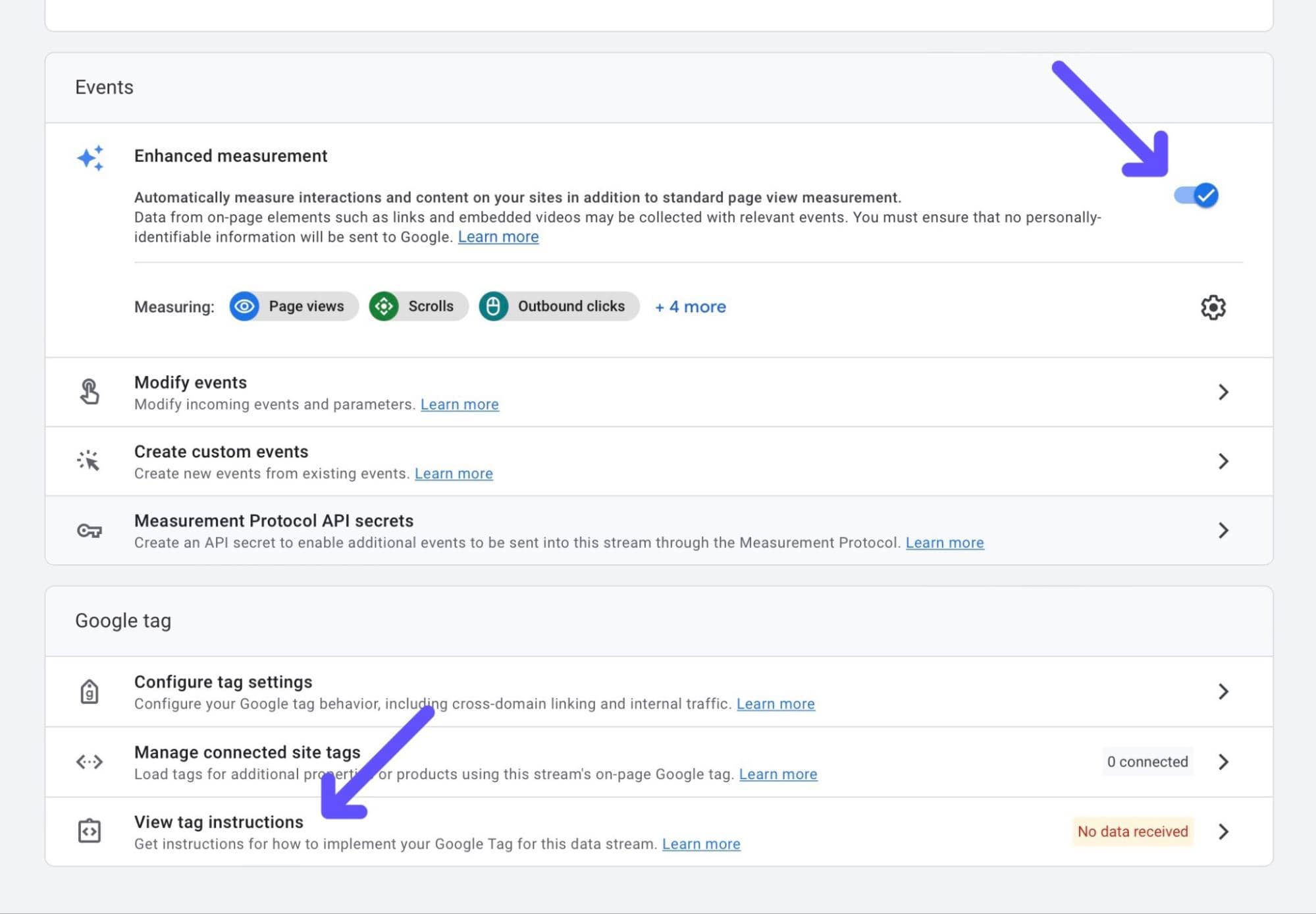 turn on enhanced measurement
